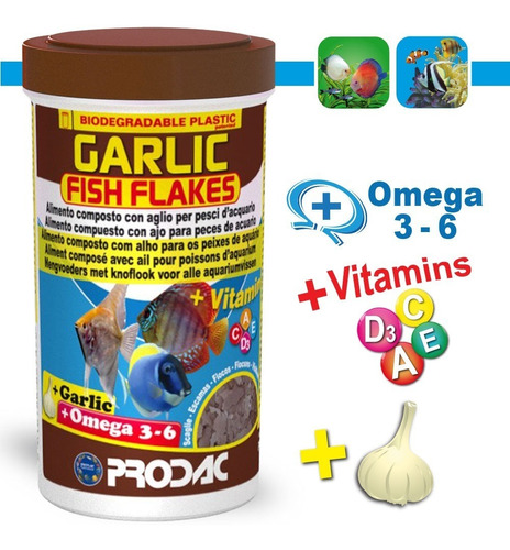 Alimento Peces Tropicales Garlic Fish Hojuela 250ml/50g 