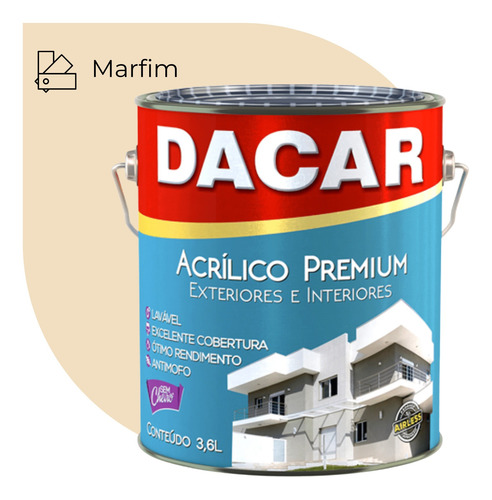 Tinta Acrilica Fosco Marfim 3,6litros Dacar Premium