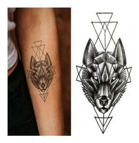 Tatuagem Temporária Lobo Preto Sem Gênero Pequena