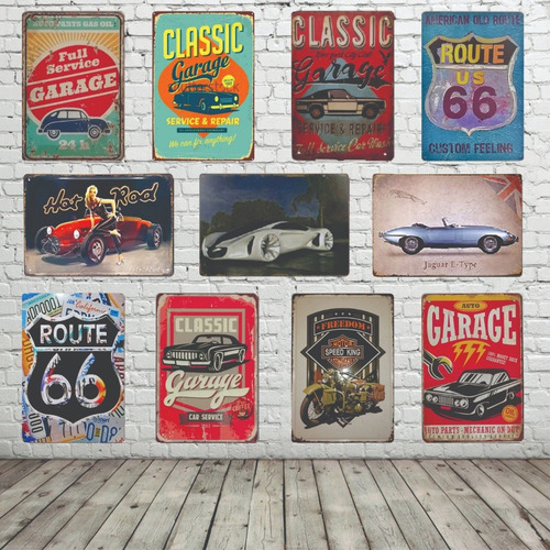 Imagen 9 de 10 de 1 Placas Metálicas Poster Decorativas 30 X 15 Vintage Retro