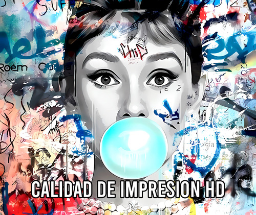 Cuadro 33x45cm Audrey Hepburn Mod 02 - Con Vidrio Decorativo
