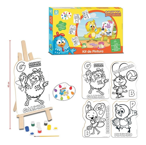 Galinha Pintadinha Kit De Pintura Com Cavalete Tintas Nig