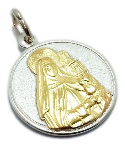 Medalla Santa Clara De Asís - Plata 925 Y Oro 18k - 20mm