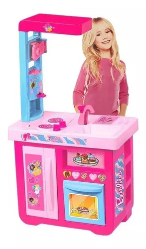 Kit Brinquedo Infantil Mercadinho Carrinho De Compras Barbie Chef