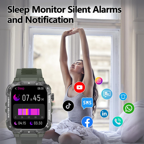 Reloj Inteligente, Reloj Inteligente De 1.8 Pulgadas Con Visualización Táctil Completa Para Mujeres Y Hombres, Monitor De Actividad Física Con Monitor