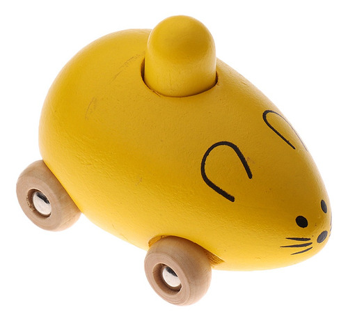 Carro De Madeira Rato Chocalho Crianças Brinquedos Amarelo