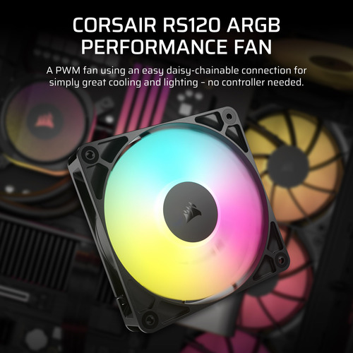 Ventilador Corsair Rs120 Argb 120 Mm Pwm Daisy-chain De Bajo