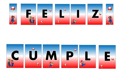 Banderin De Pared. Pdf. Para Imprimir. Mario Bros