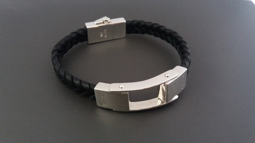 Pulsera De Plata Y Cuero - Hombre