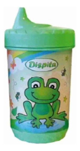 Vaso Decorado Con Tapa A Rosca Y Sorbito +6m Dispita Color Verde Ranita