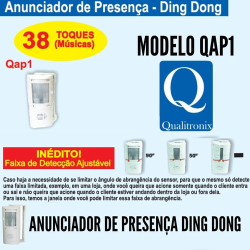 Sensor De Presença Ding Dong Detector Segurança Sonoro Qapi