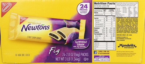 Nabisco Fig Newtons Masticables Galletas, Hecha Con Fruta Re