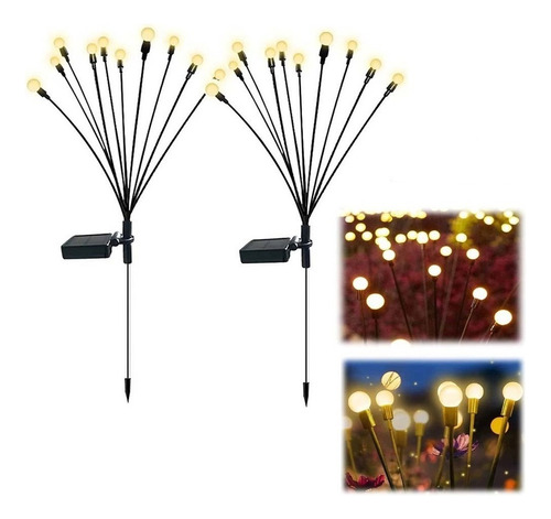 4 Peças, Luz Solar De Fogos De Artifício Led De 10 Cabeças,