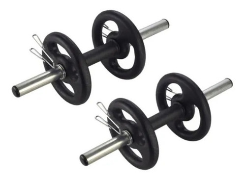 Kit Halteres 40cm Barras Oca +16kg Anilhas 4x4kg + Presilhas Cor Cromado