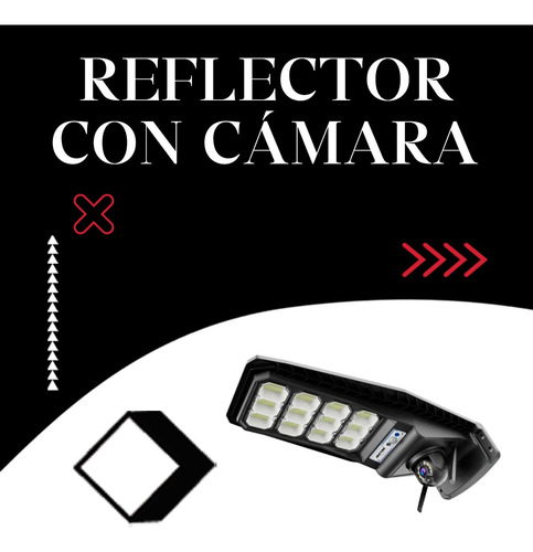 Camara Wifi Seguridad Reflector Solar Panel Lampara Control Negro