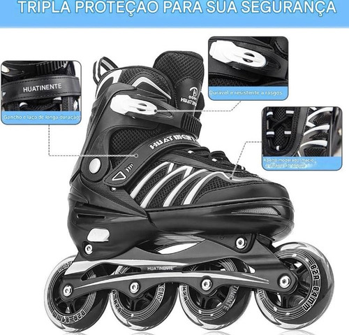 Patins Roller. Semi Profissional -125 Kg Adulto Calça Até 42