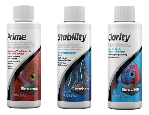 Combo Prime Stability Clarity 100ml Cambio Agua Acuario