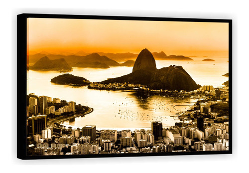 Quadro Decorativo Canvas Rio De Janeiro Com Filete 100x60