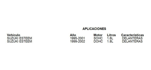 Balatas Delanteras Esteem 1999 Fritec 1.8l Suzuki