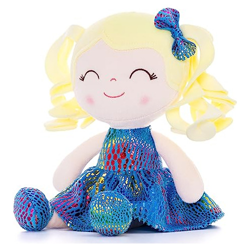 Gloveleya Soft Dolls Plush Figura Glitter Azul Vestido De Be