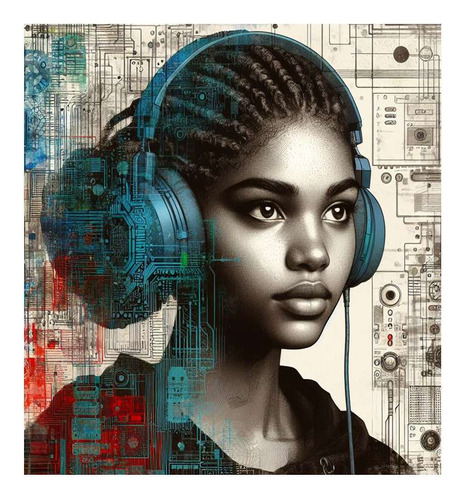 Vinilo 60x60cm Mujer Africana Digital Programacion M3