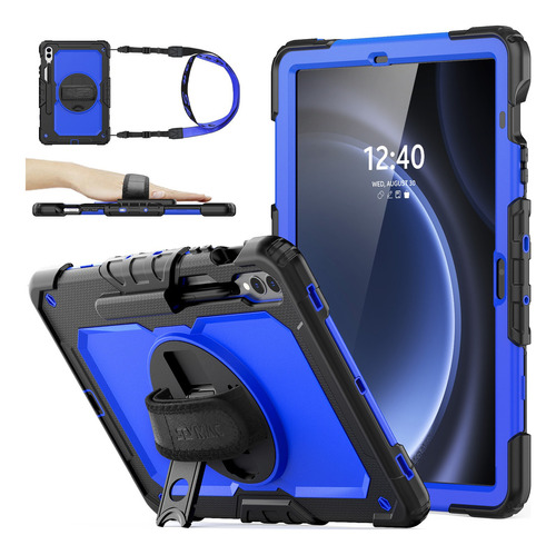 Funda Seymac Para Galaxy Tab S9+ Plus S9 Fe+ 12.4 Con Correa