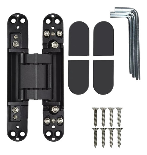 Bisagra Metálico Oculta Para Puerta Ajustable 3d 180° Negra