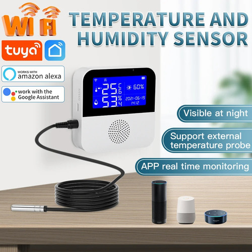 Controlador Temp. Y Humedad Digital Termostato Alarma Tuya