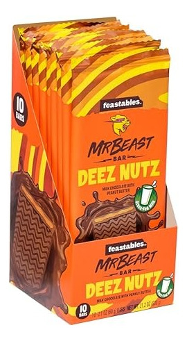 10 Barras De Chocolate Mr Beast Deez Nutz De 60g Pack De 10