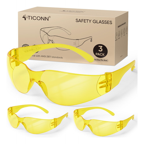 Ticonn 3 Lentes De Seguridad Transparentes Para Hombres, Res