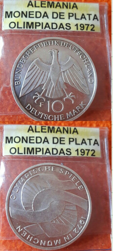 Moneda Alemania 10 Marcos De Plata Juegos Olimpicos 1972 F