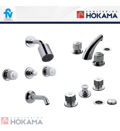 Imagen 6 de 10 de Combo Baño Griferias Completo Fv Plus Moderno Kit Casa Grifo