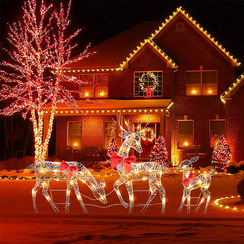 Mc Adorno Navideño Con Diseño De Reno, Destellos Led Para