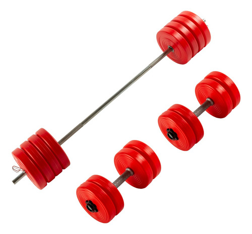 Kit 60kg Barra De Entrenamiento + Discos + Mancuernas Famfit