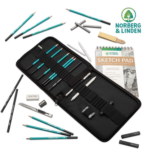 Set De Dibujo Drawing Set Xl 32 Piezas / Lapices Y Cuaderno