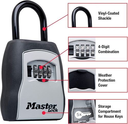 Imagen 2 de 8 de Candado Caja Guarda Llaves Master Lock 5400d Clave Numerica