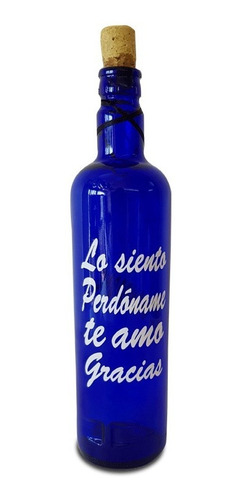 10 Botella De Vidrio Azul Ho'oponopono Agua Solarizada