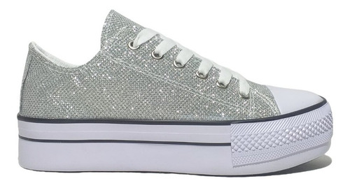 Imagen 4 de 4 de Zapatillas Conver Glitter Plata