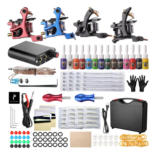 Tk-hw4005 - Kit Completo De Tatuaje, 4 Máquinas De Tatuaje E