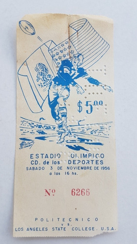 Boleto Antigua De Futbol Americano Año 1956 