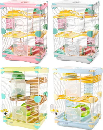 Jaula Para Hamsters 2 Pisos Con Casas Túneles Rueda Etc