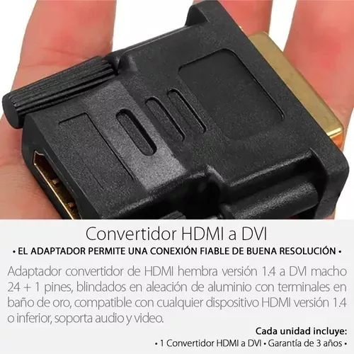 ADAPTADOR CONVERTIDOR DVI A HDMI