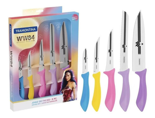 Juego de cuchillos Wonder Woman de acero inoxidable de color color Tramontina
