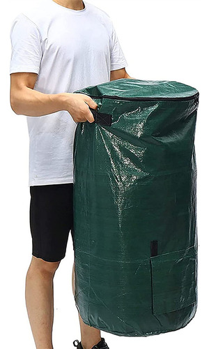 Bolsa De Jardín Desplegable, Bolsas De Basura Resistentes Para Patio Con Tapa Con Cremallera Y Asas, Contenedores De Compostaje, Contenedor Al Aire Libre Para Limpiar Desechos De Césped