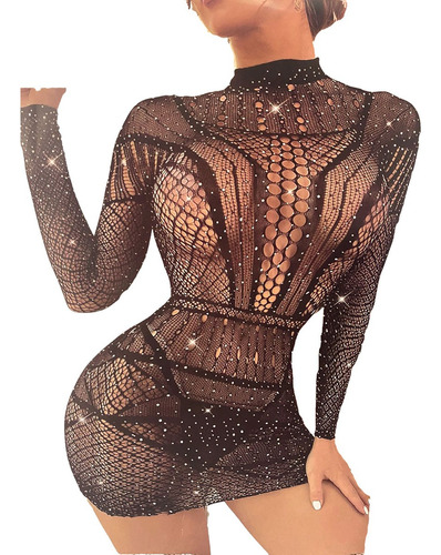 Body Mujer Lenceria Erotica Sensual Red Strass Transparente 