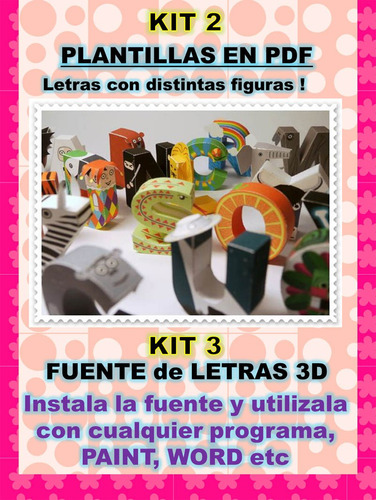 Kit Imprimible Letras 3d Personalizable - Corporeas Editable