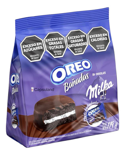 Galletitas Oreo Bañadas Chocolate Leche Milka 119g Capsuland