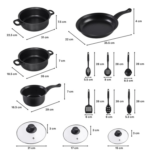 13-piece Non-stick Black Cookware Set
