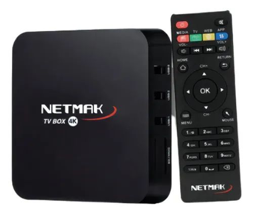 Netmak NM-TV Box 1 padrão 4K 8GB preto com 1GB de memória RAM Menor preço em Netmak NM-TV Box 1 padrão 4K 8GB preto com 1GB de memória RAM