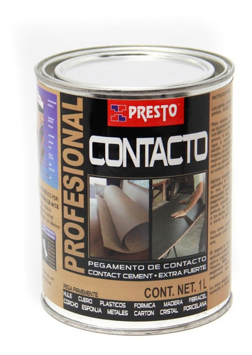 Pegamento Contacto Presto Uso Profesional Lata Amarillo 1lt